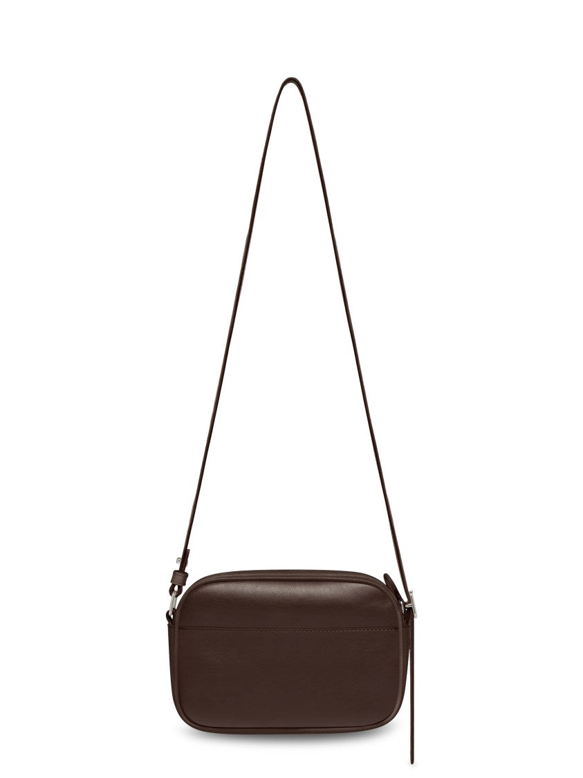 Courrèges Structured Brown Calf Leather Camera Bag With Detachable Strap