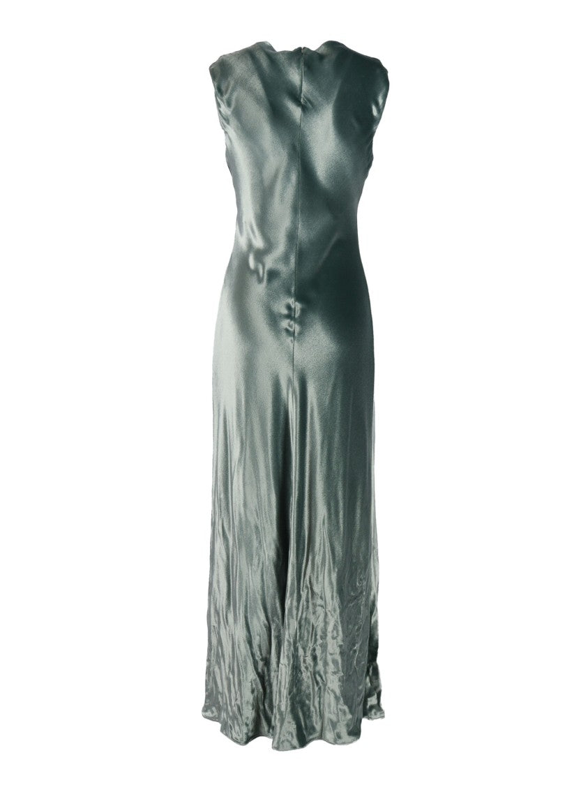 Alberta Ferretti Sleeveless Maxi Dress With Subtle Sheen And Flared Hem