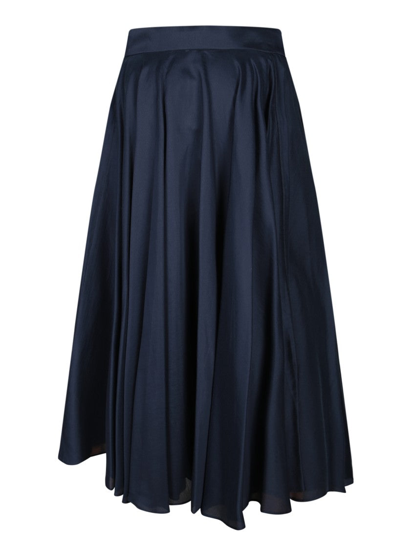 Blanca Vita Pleated Midi Skirt In Muslin With Elastic Waistband