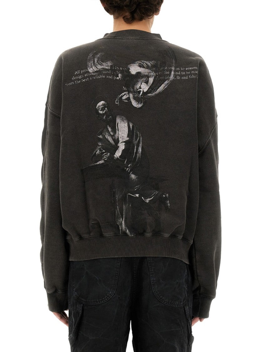 Off-White Relaxed Fit Sweatshirt With Subtle Logo And Graphic Print