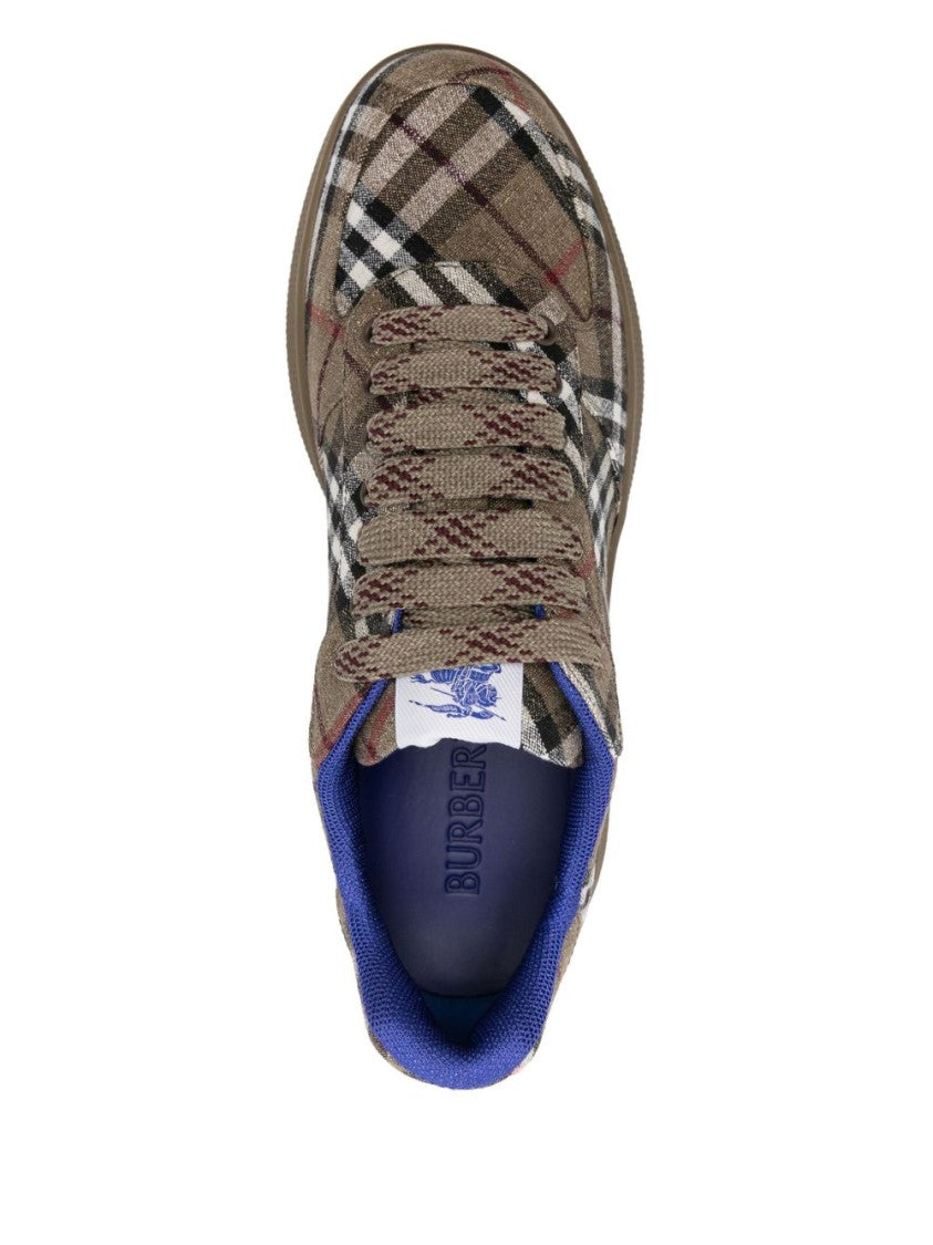 Burberry Plaid Pattern Brown Sneakers