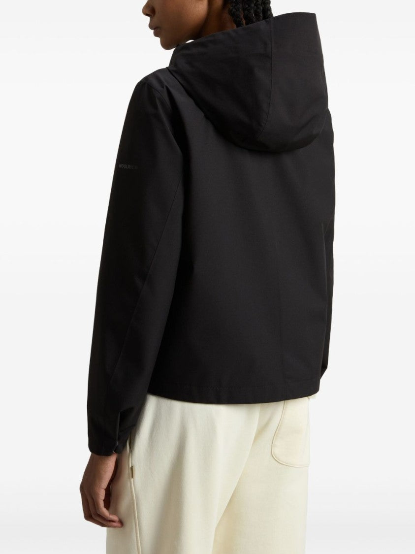 Woolrich Hooded Bomber Jacket With Zip Closure