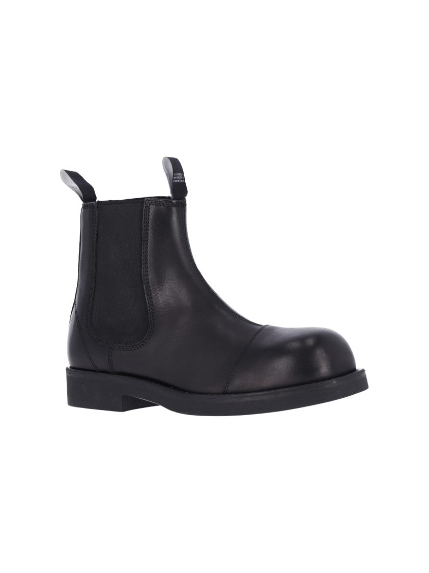 Mm6 By Maison Margiela Black Chelsea Biker Leather Boots