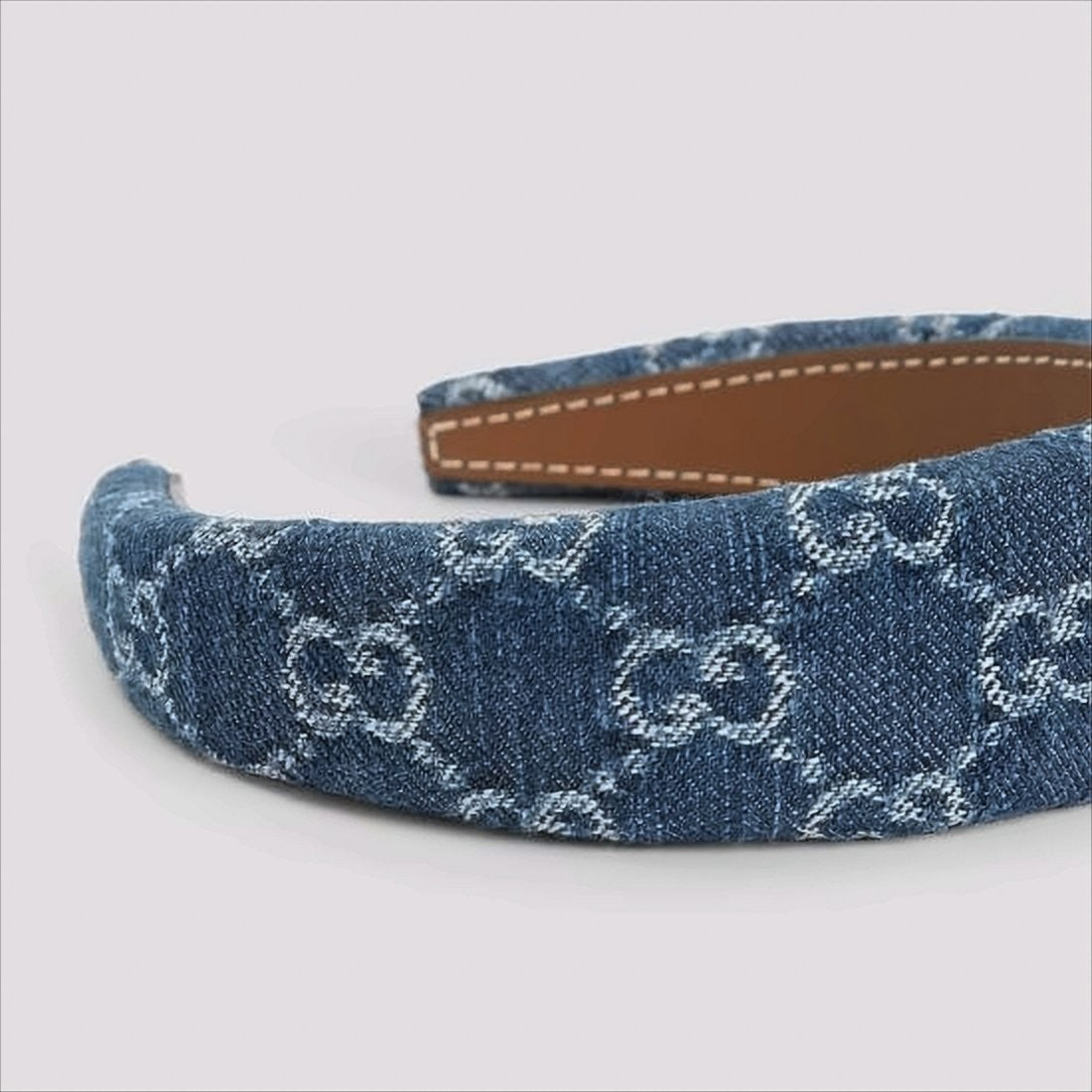 Gucci Denim Padded Headband With Interlocking G Pattern
