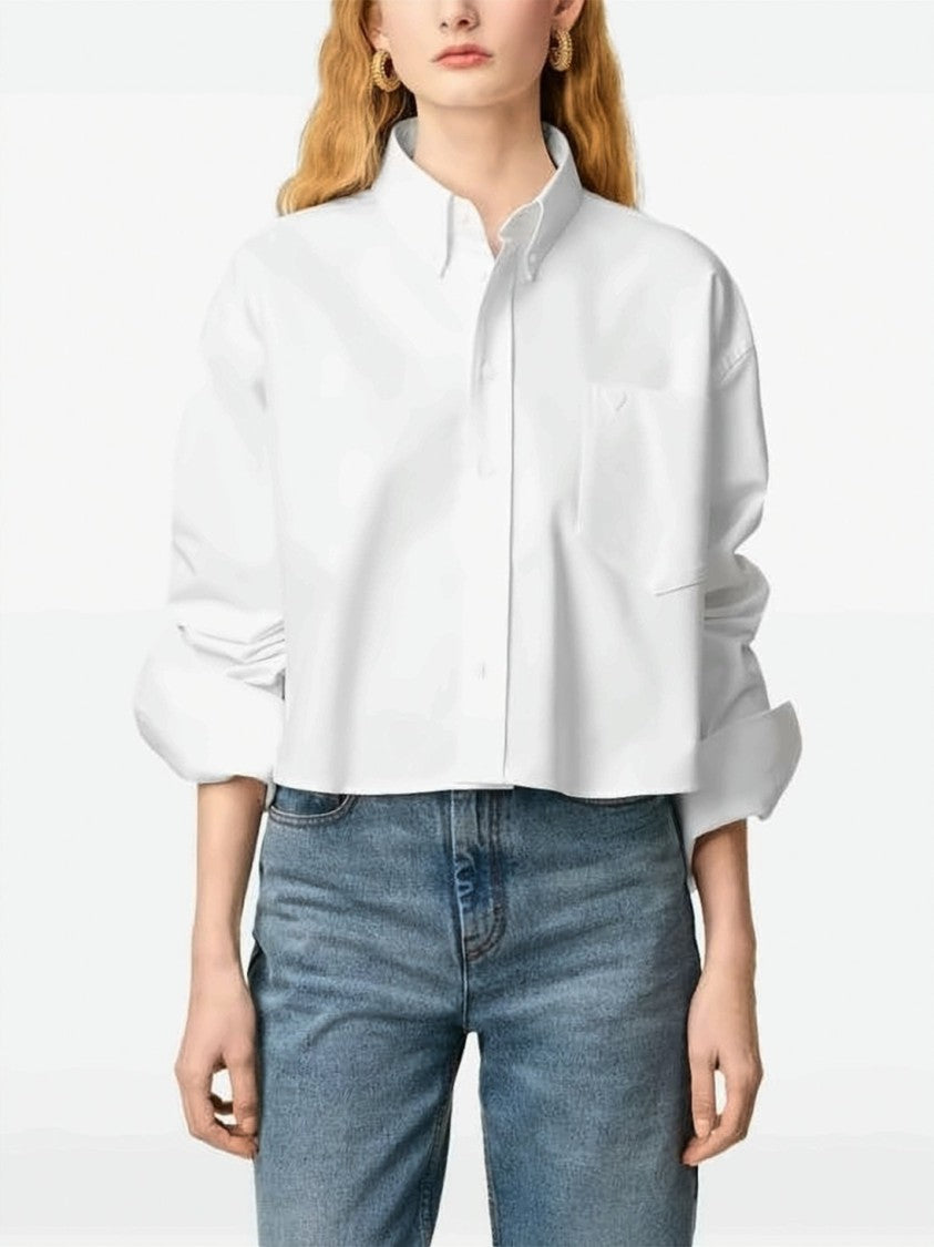 Ami Paris Cropped Oversized Shirt With Heart Logo