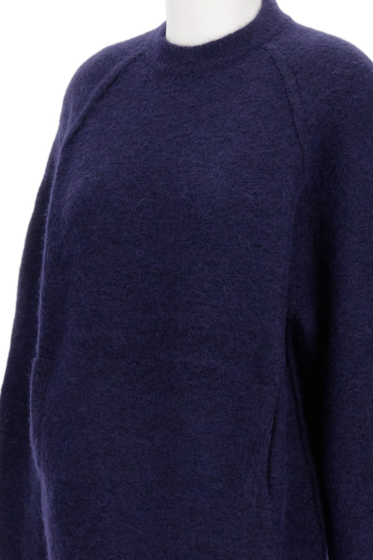 Jejia Crew Neck Wool Blend Sweater With Raglan Sleeves And Kangaroo Pocket