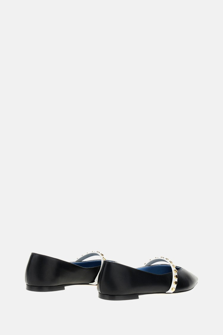 Alexander Mcqueen Pointed Toe Flats With Gold Studded Strap