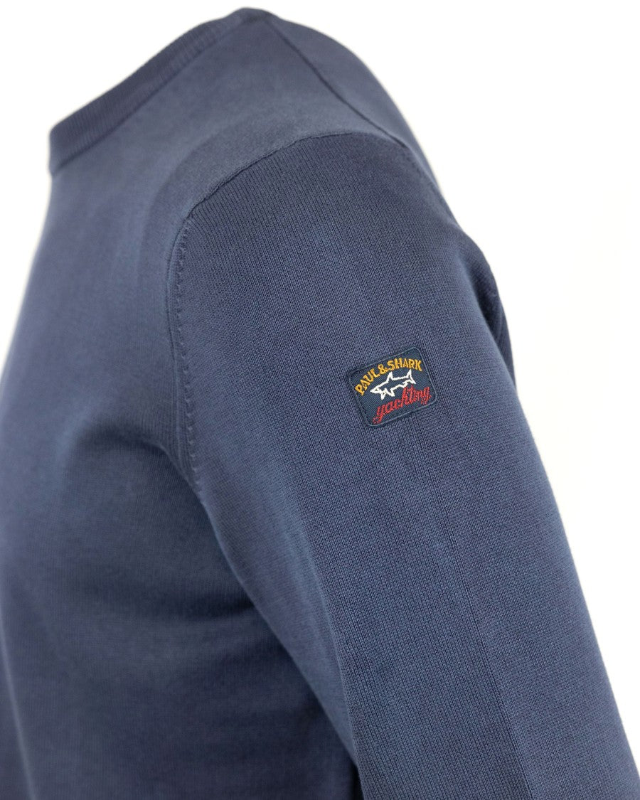 Paul & Shark Blue Sweater With Stitched Logo Patch
