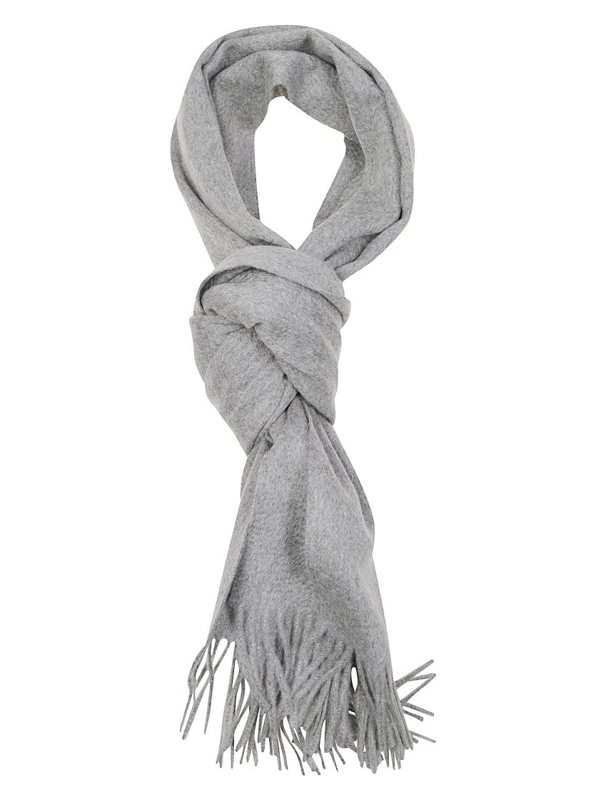 Zegna Oasi Cashmere Heathered Grey Fringed Cashmere Scarf