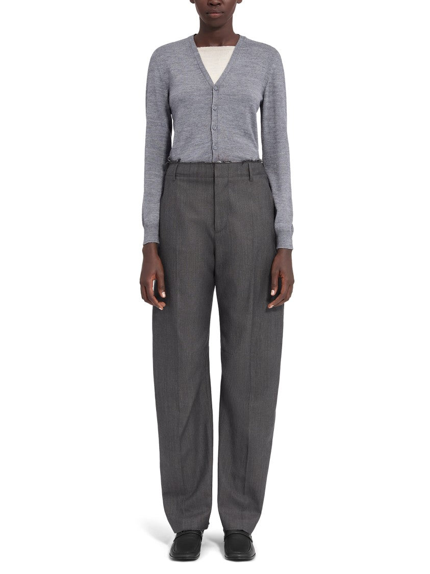 Mm6 By Maison Margiela Wide-Leg Trousers With High Waist And Subtle Pleats