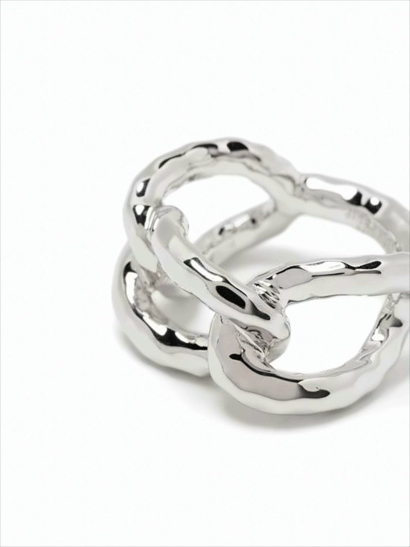Jil Sander Sculptural Interlocking Chain-Link Silver Ring