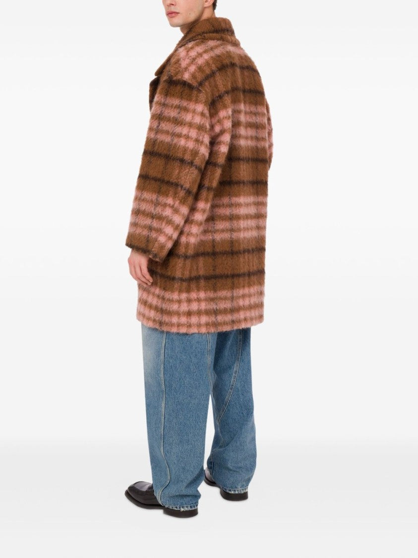 Moschino Brown Checked Oversized Coat