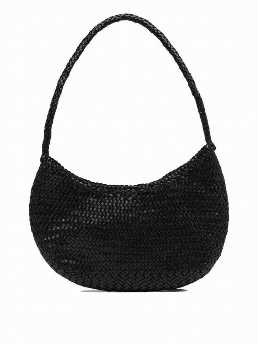 Dragon Diffusion Crescent-Shaped Woven Leather Shoulder Bag