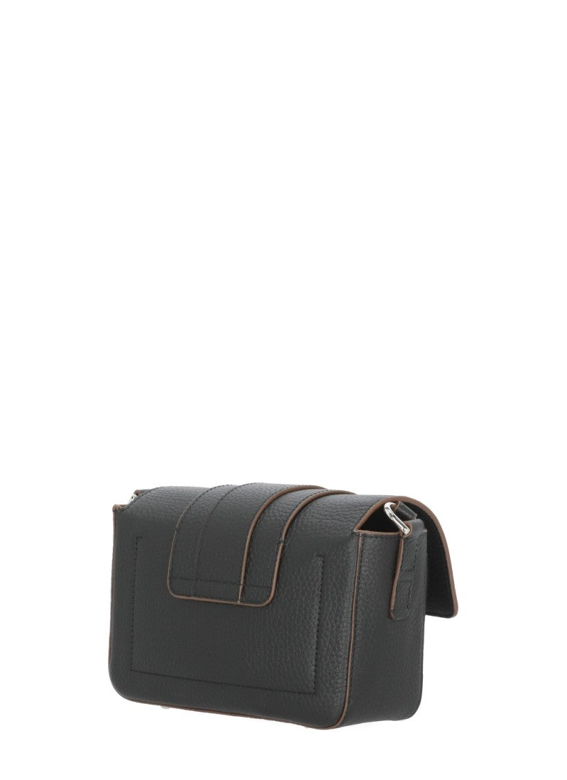 Hogan Structured Black Leather Flap Hogan Shoulder Bag