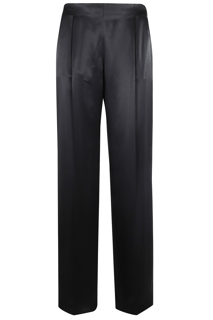 Alberta Ferretti High-Waisted Wide-Leg Trousers In Glossy Satin