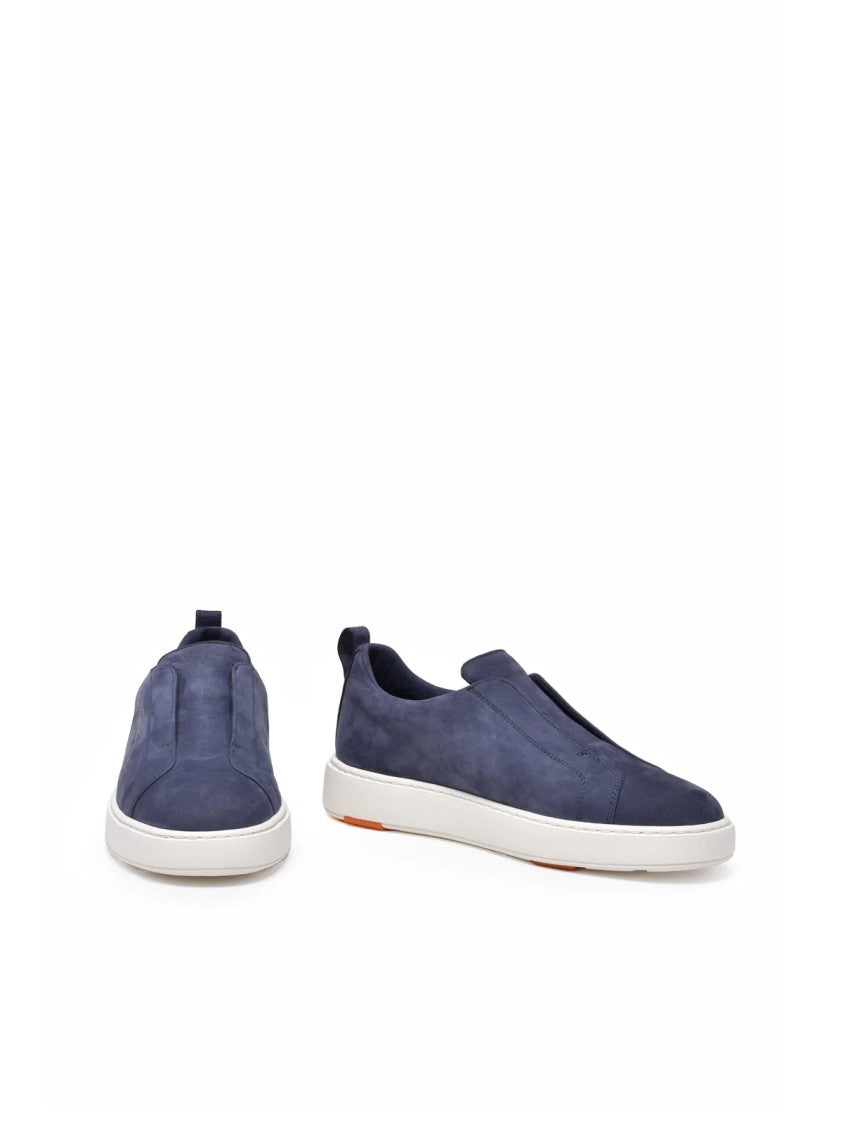 Santoni Blue Suede Slip-On Sneakers