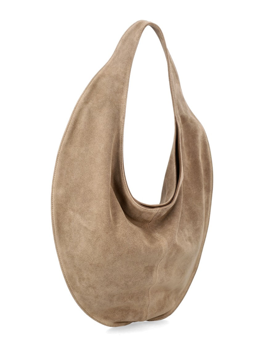 Maeden Crescent-Shaped Suede Leather Market Tote
