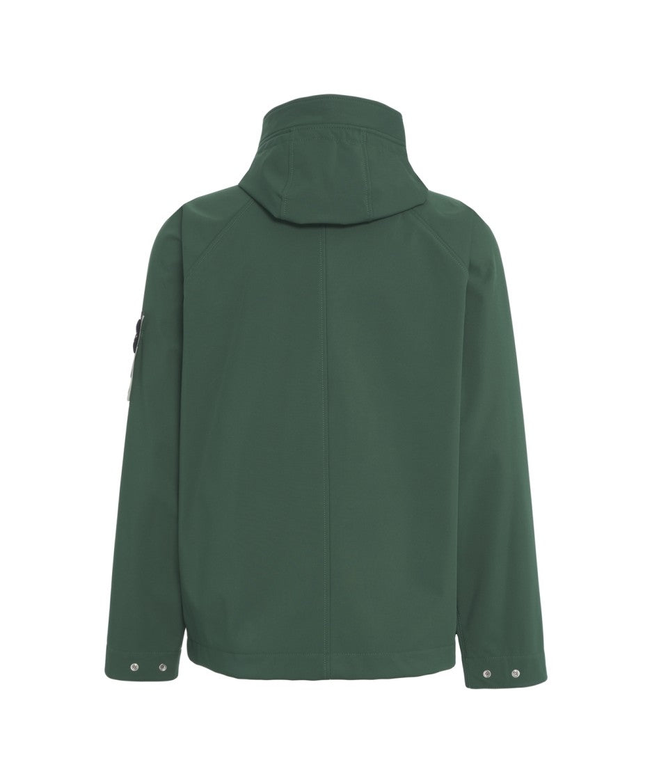 Stone Island Technical Green Jacket With Integrated Hood
