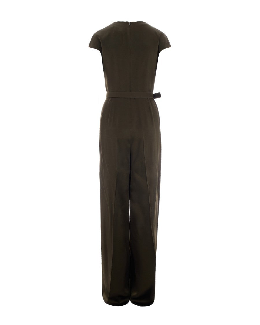 Max Mara Moss Green Envers Satin Jumpsuit