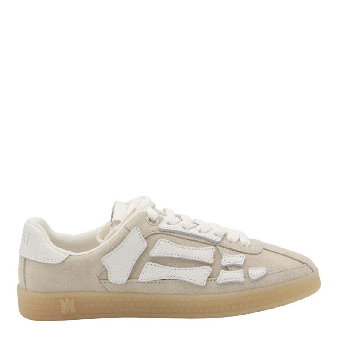 Amiri Beige Suede Sneakers With Abstract Leather Overlays
