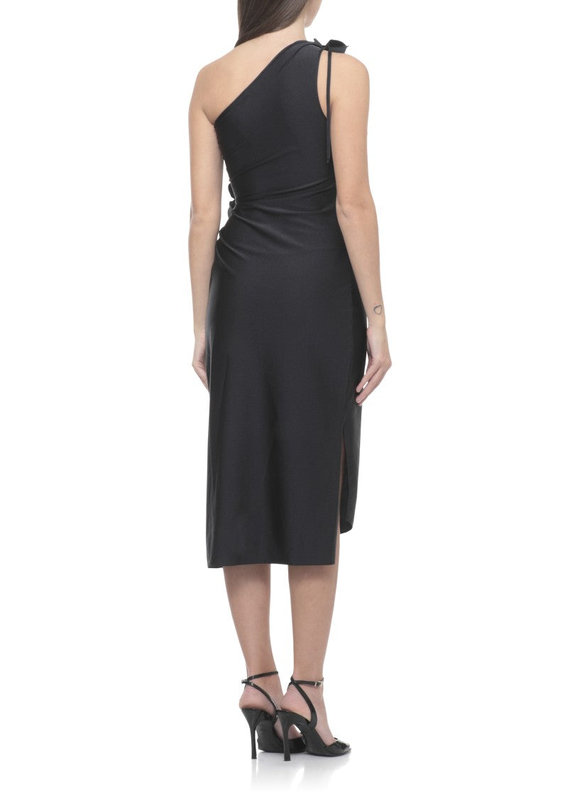 Coperni Asymmetric One-Shoulder Mini Dress With Floral Embellishments