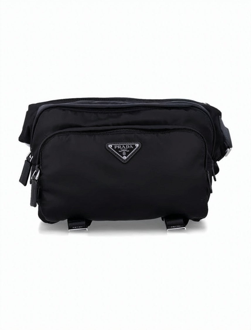 Prada Recycled Nylon Belt Bag With Leather Accents