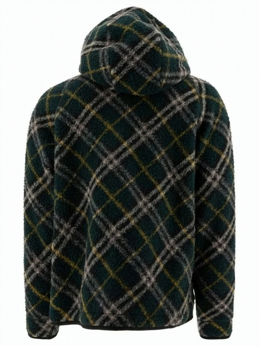 Burberry Plush Textured Plaid Jacket With Hood