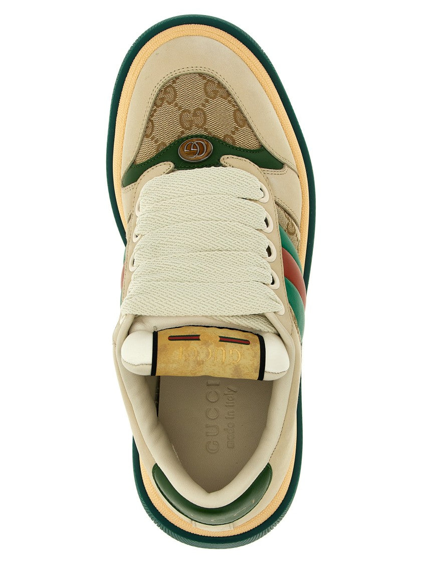 Gucci Leather Sneakers With Gg Original Fabric