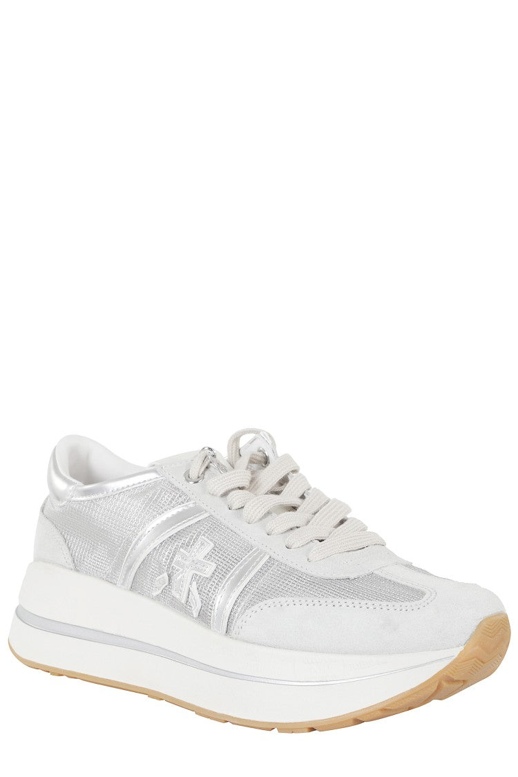 Premiata Gray Bethcoin 8148 Silver-Logo Leather Sneakers