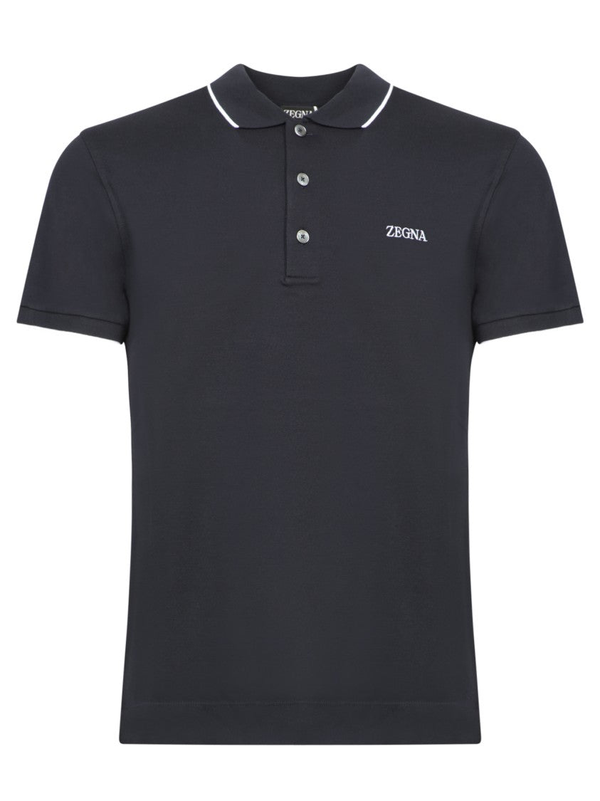 Zegna Elegant Blue Piquet Polo Shirt