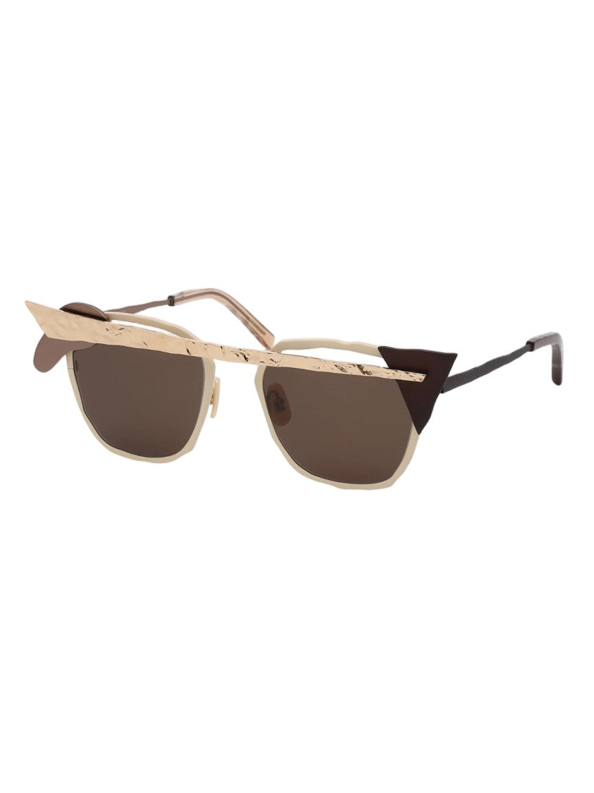 Masahiromaruyama Brown Titanium International Fit 51 Mm Sunglasses