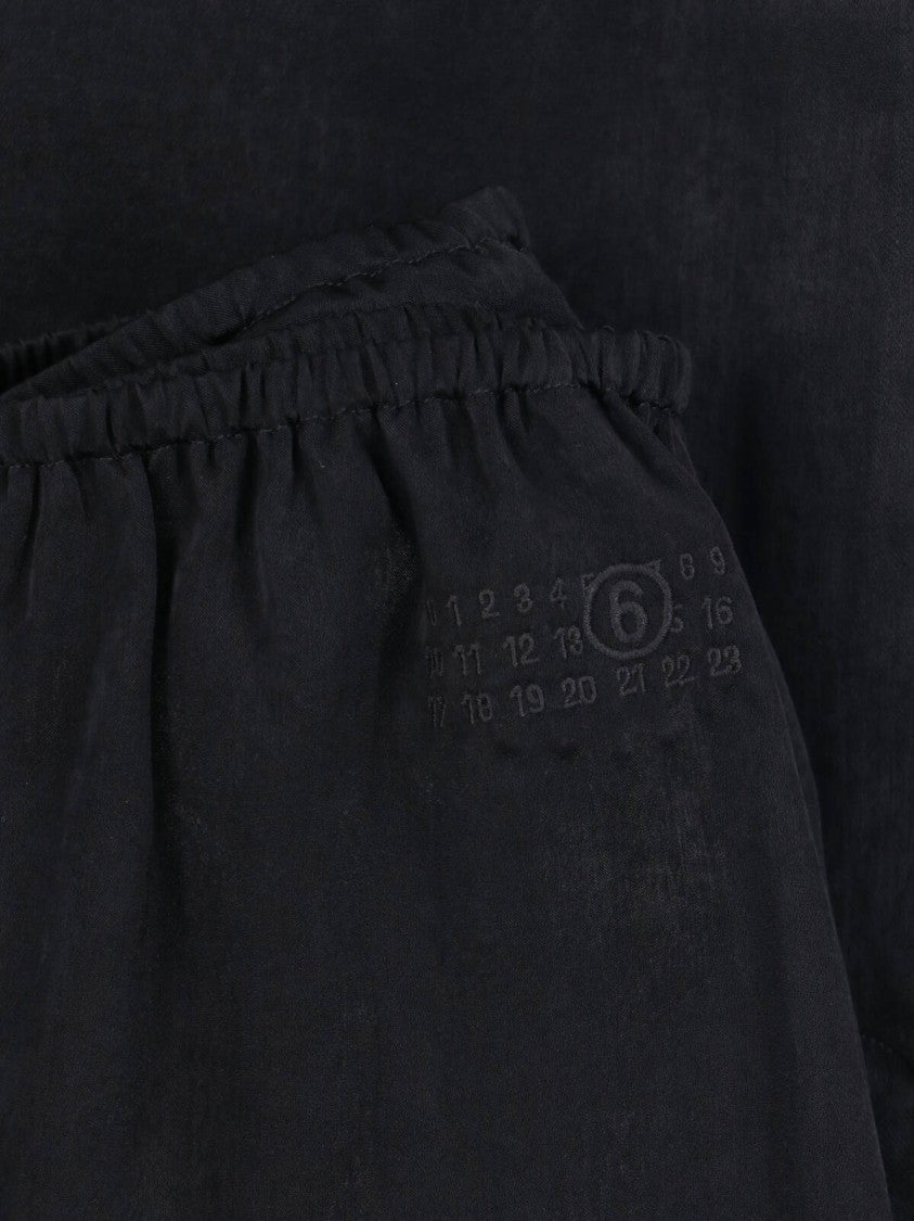 Mm6 By Maison Margiela Black Fabric Elastic Waist Midi Skirt