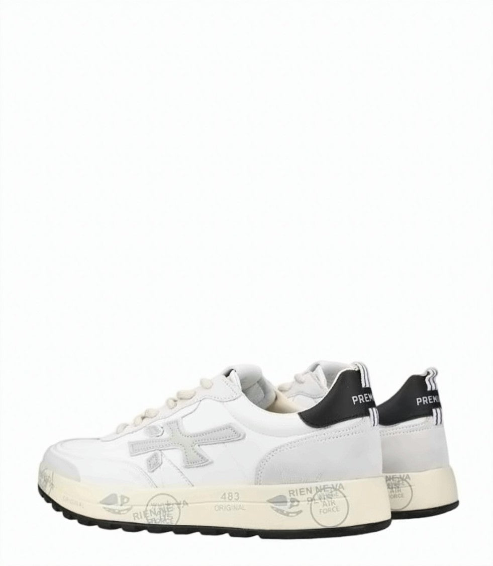 Premiata White Beige Vintage Effect Sneakers
