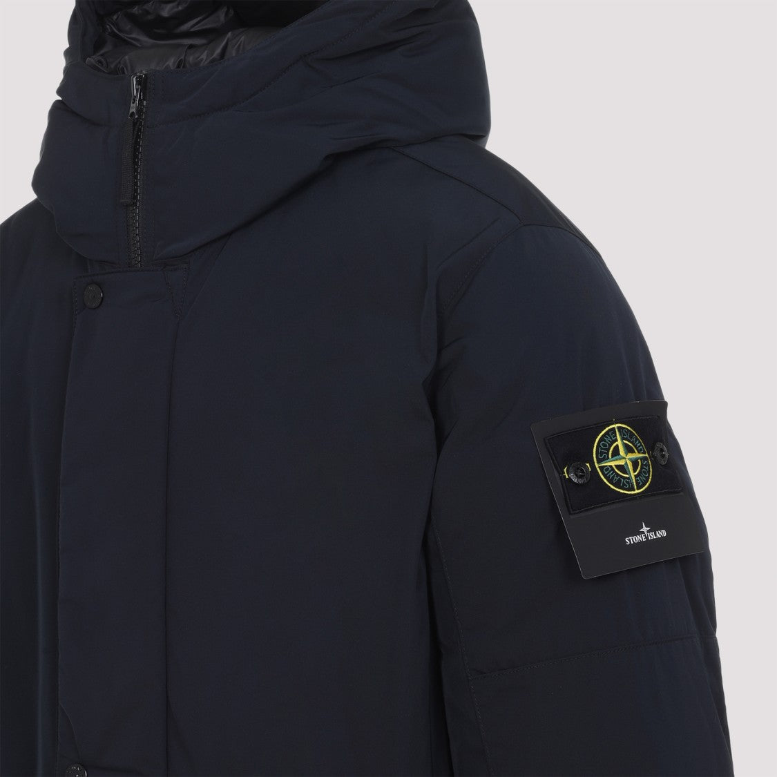 Stone Island Navy Blue Polyester Long Parka