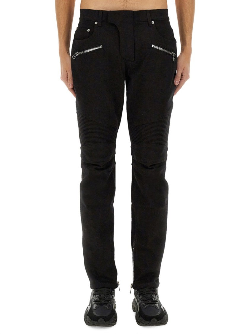 Balmain Slim-Fit Black Denim Biker Jeans