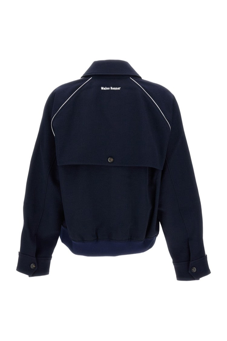 Wales Bonner Cropped Full-Zip Jacket With Pointed Collar And Embroidered Logo