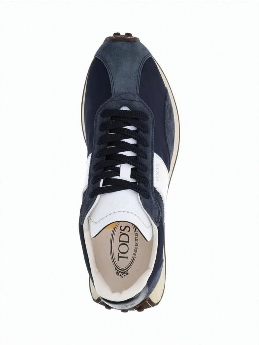 Tod's Suede And Fabric Sneakers With Contrasting Panels