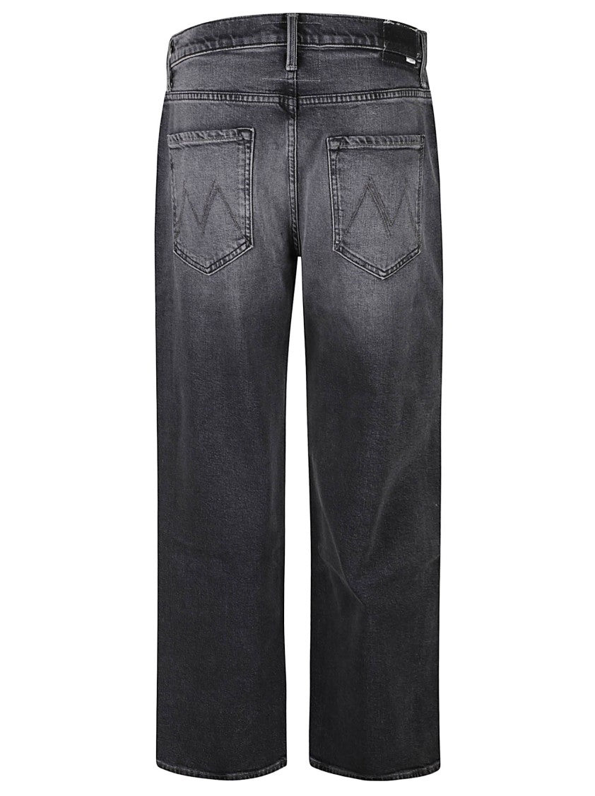 Mother Cropped Jeans With Faded Black Wash And Relaxed Fit