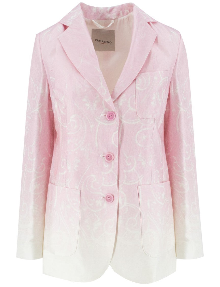 Ermanno Firenze Single-Breasted Gradient Design Jacket