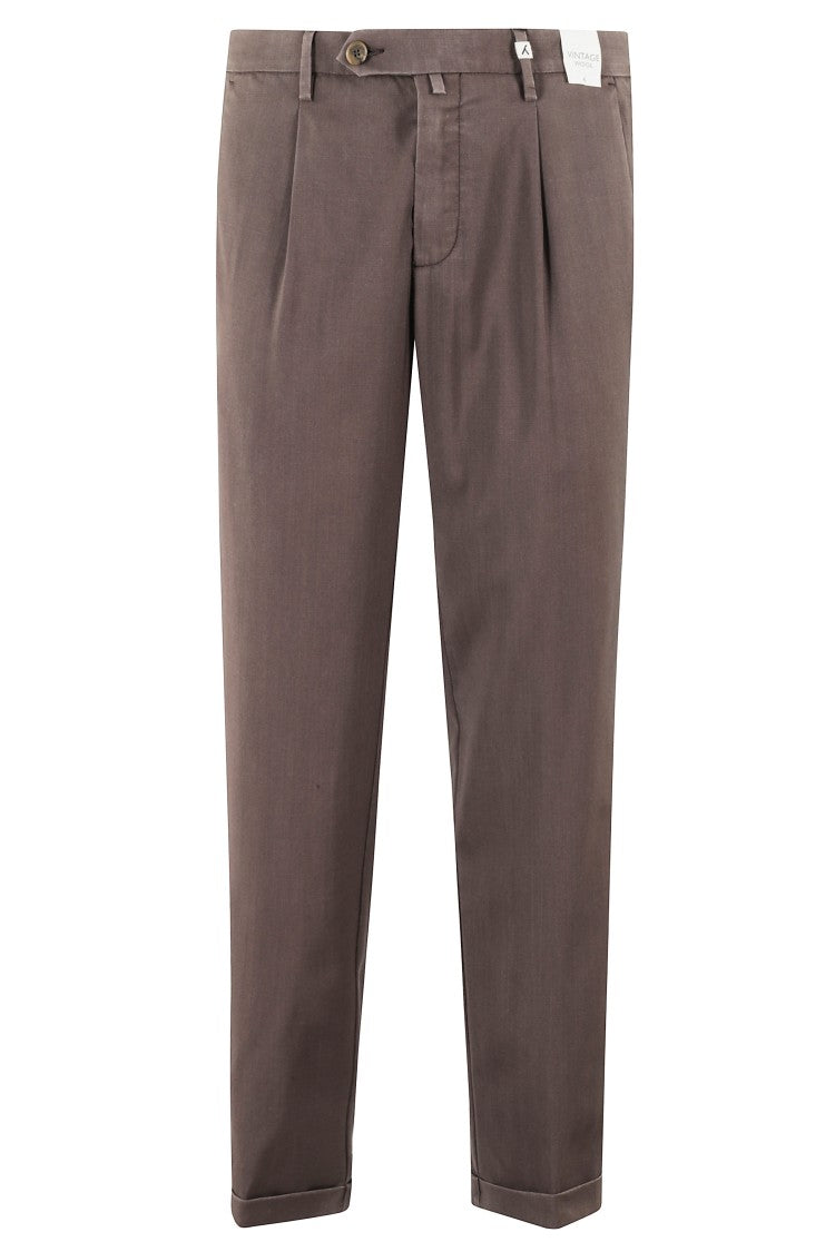 Myths Brown Chino Trousers With Pleats