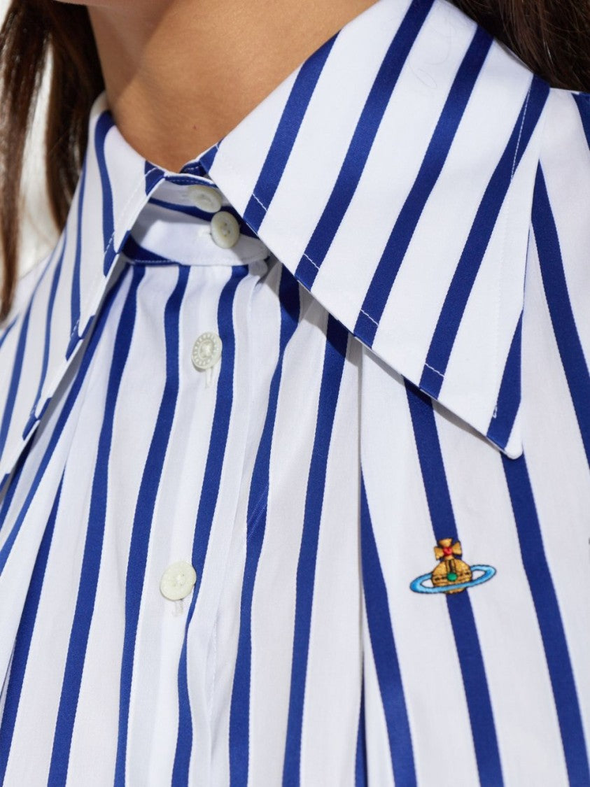 Vivienne Westwood Crisp White Bold Blue Striped Button-Down Top