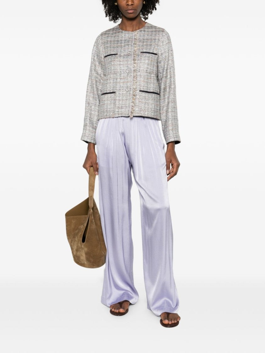 Forte Forte Cropped Collarless Jacket In Light Textured Tweed