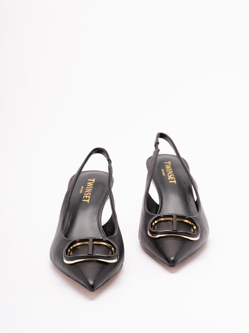 Twin-Set Refined Black Leather Pumps