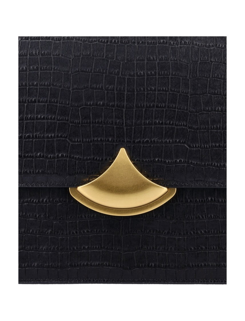 Sessùn Crocodile-Print Leather Box Bag With Magnetic Clasp