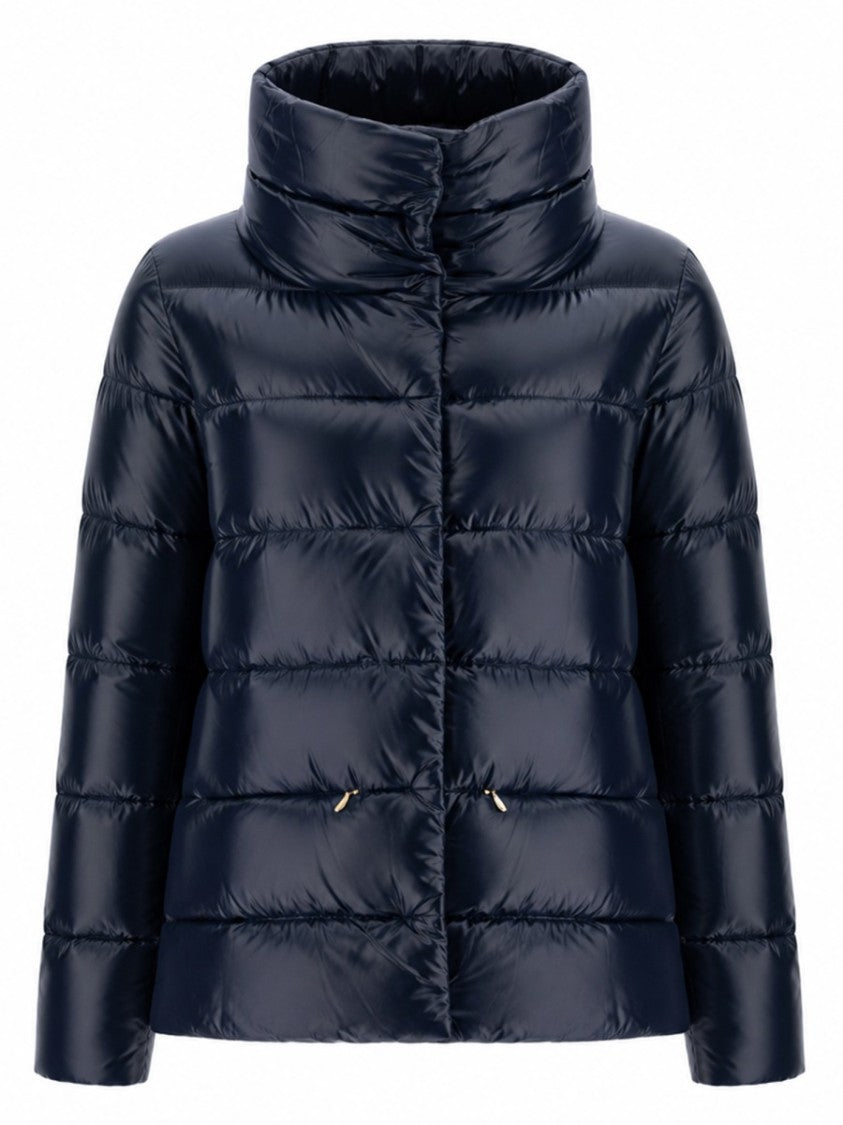 Herno Short Padded Jacket With High Collar And Drawstring Detail