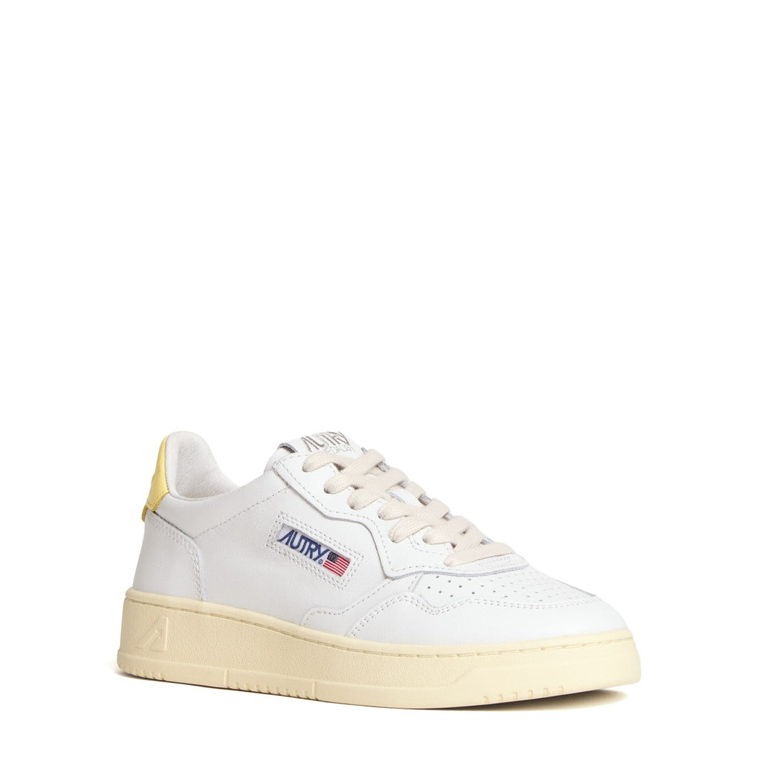 Autry White Lemon Meringue Leather Medalist Low Sneakers