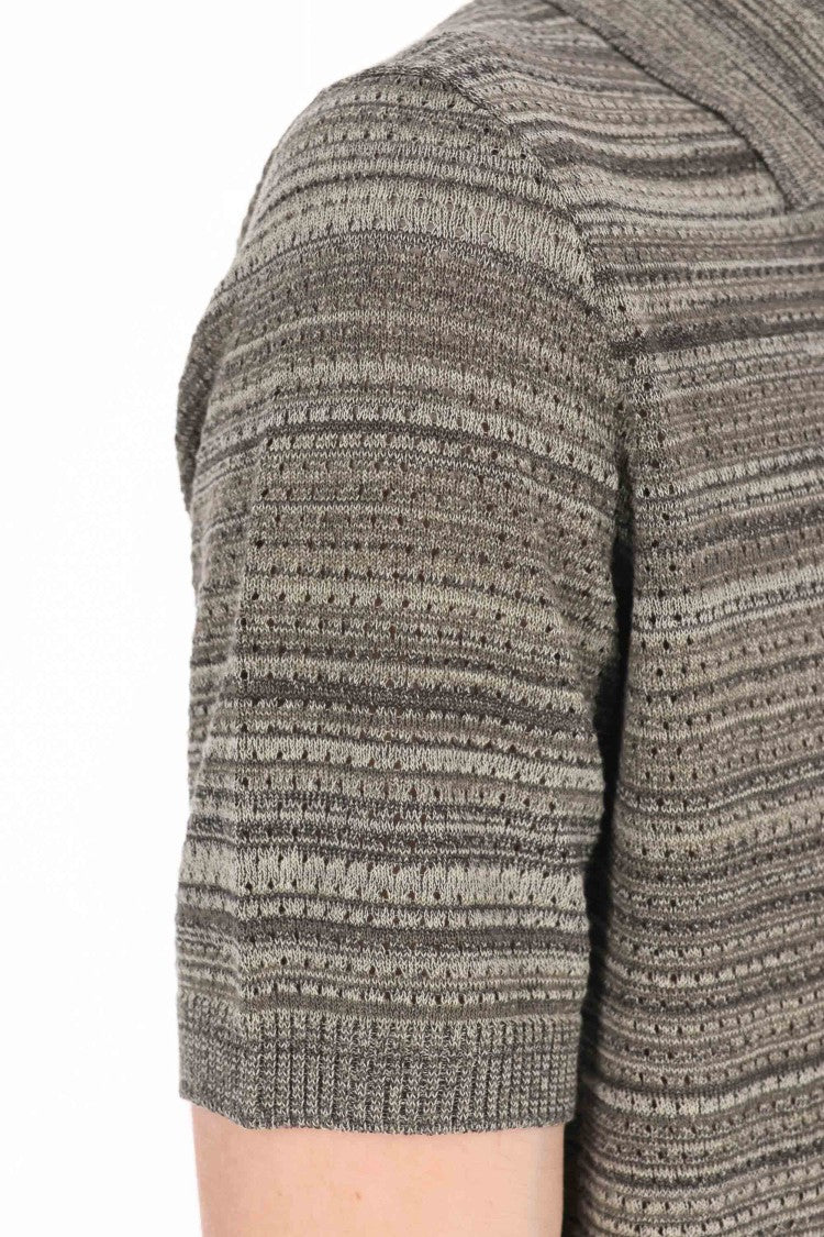 Roberto Collina Micro-Perforated Striped Cotton Polo Shirt