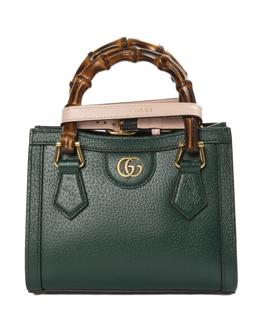 Gucci Structured Green Grained Leather Shoulder Bag