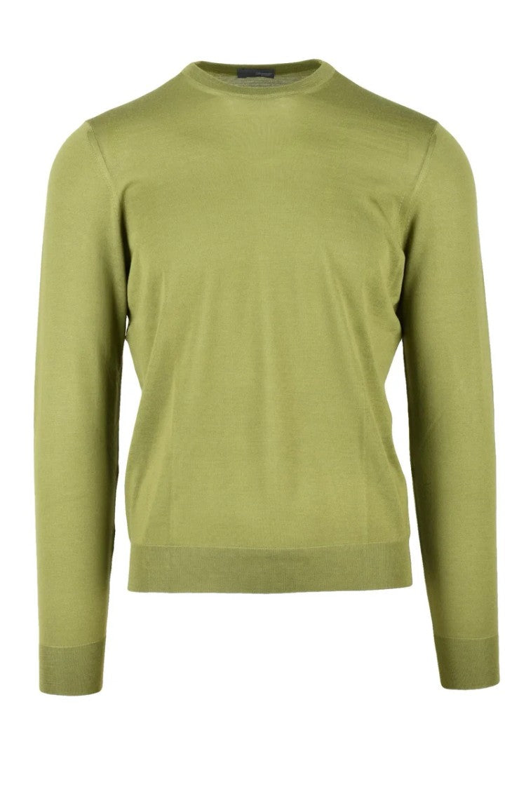 Drumohr Crew Neck Merino Wool Sweater - Olive Green