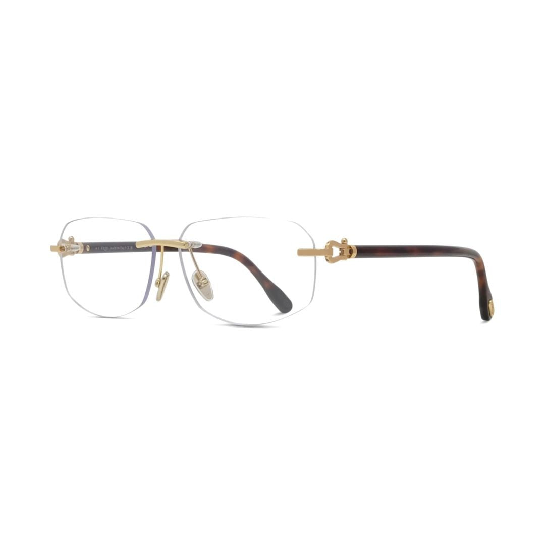 Fred Fg50090u Rimless Eyeglasses With Gold Metal Bridge